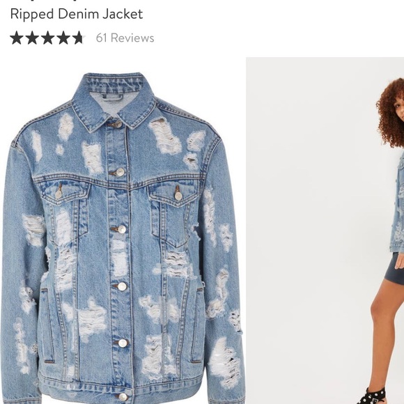 Topshop Ripped Jean Jacket -Size 2 (fits like 0) - Picture 4 of 4
